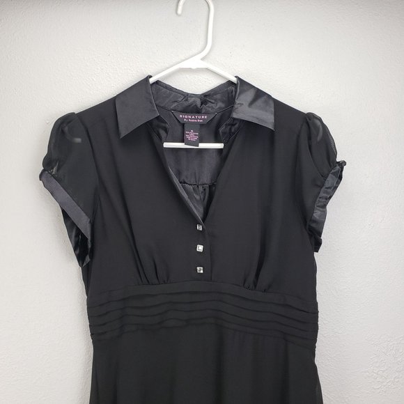 Robbie Bee Women's 10 Short Sleeve Black Collar Dress Wednesday Addams Gothic - Picture 2 of 14